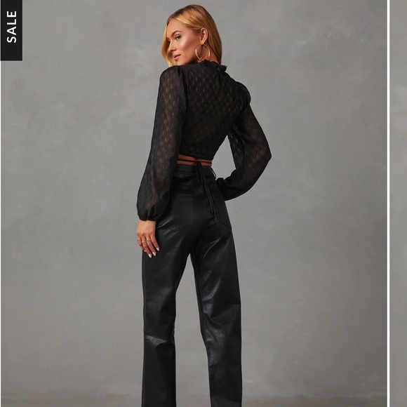 NWT Vesper cutout tie waist long sleeve top - Picture 4 of 6